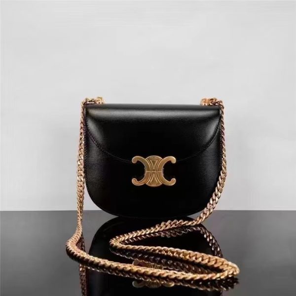 Teen Chain Besace Triomphe In Shiny Calfskin Black - Image 3
