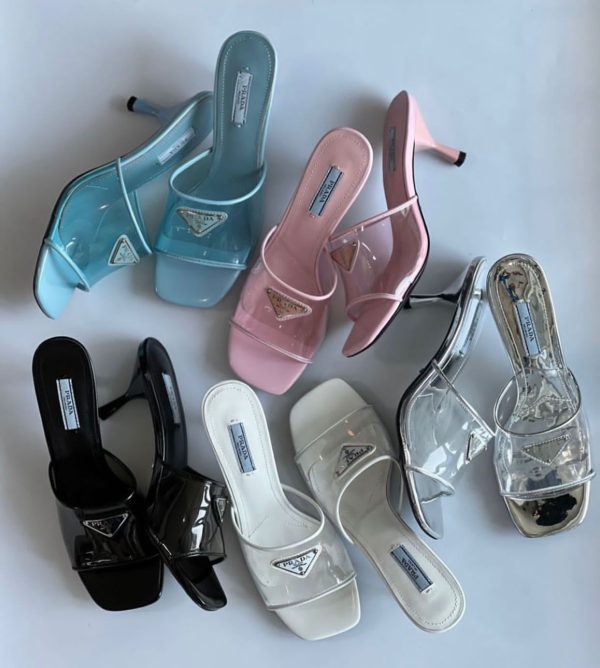 Prada Logo-print Plexiglas High-heel Slides