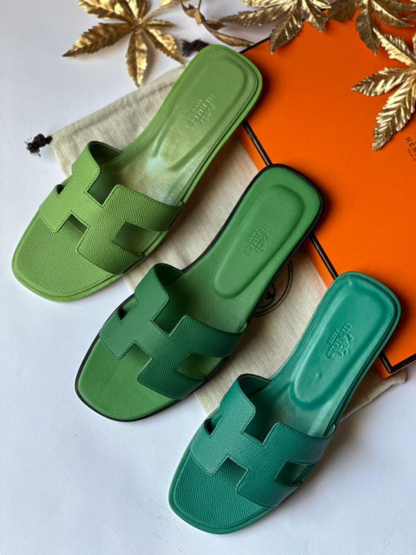 Hermes Green Slippers