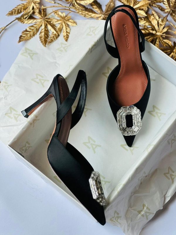 Camelia Pointed Leather Slingback Pumps - Image 4