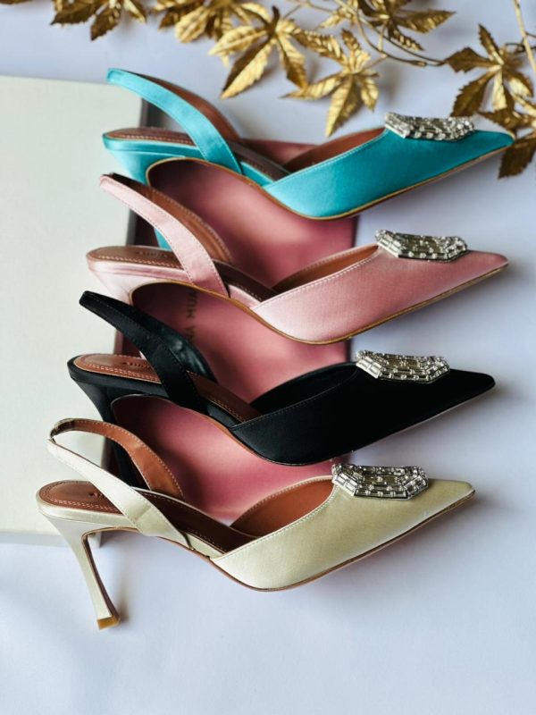 Camelia Pointed Leather Slingback Pumps