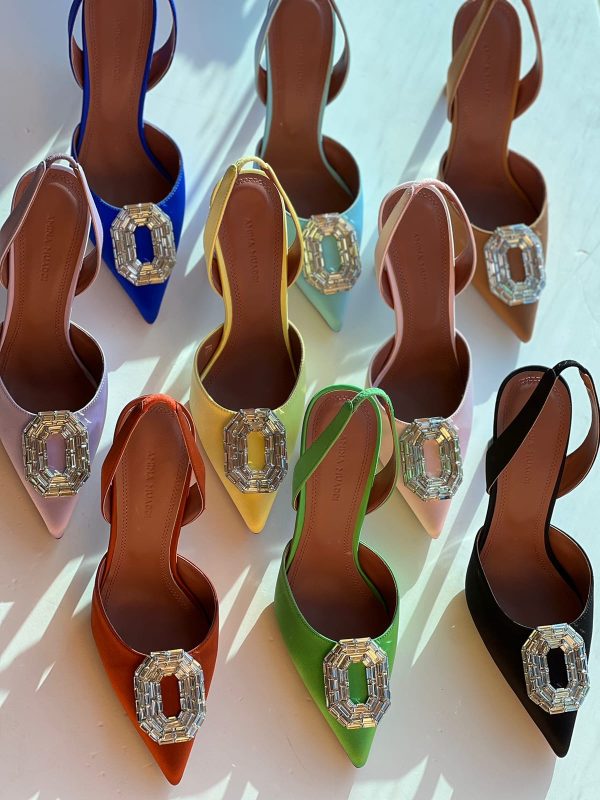 Camelia Pointed Leather Slingback Pumps