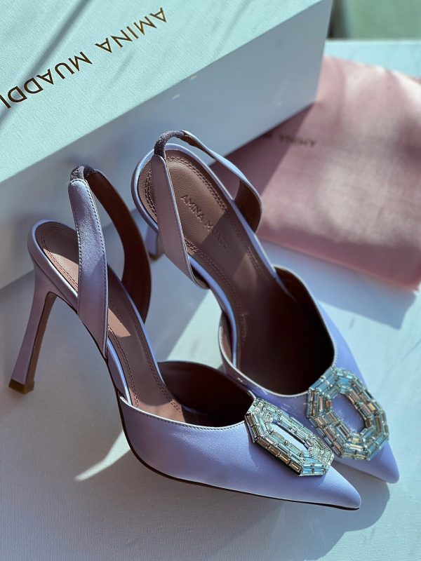 Camelia Pointed Leather Slingback Pumps - Image 9