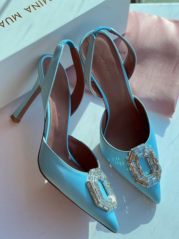 Camelia Pointed Leather Slingback Pumps - Image 6