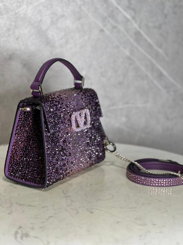 Valentino Garavani Middle East Exclusive Crystal Vsling Top Handle Bag - Image 4