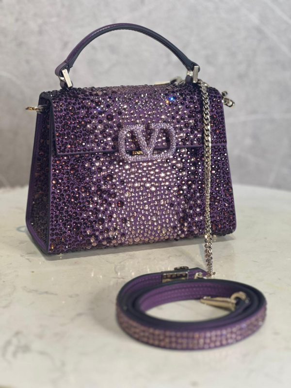 Valentino Garavani Middle East Exclusive Crystal Vsling Top Handle Bag - Image 3
