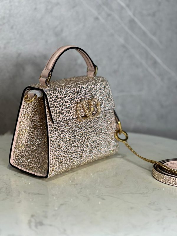 Valentino Garavani Middle East Exclusive Crystal Vsling Top Handle Bag - Image 7
