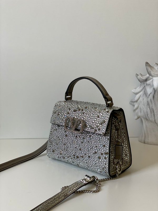 Valentino Garavani Middle East Exclusive Crystal Vsling Top Handle Bag - Image 9