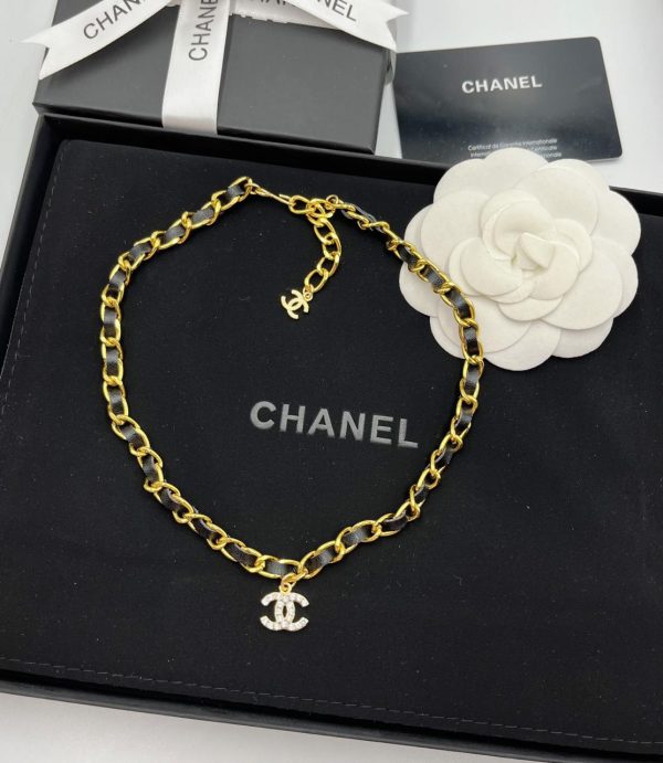 Chanel Pearl Crystal Chain CC Necklace - Image 7