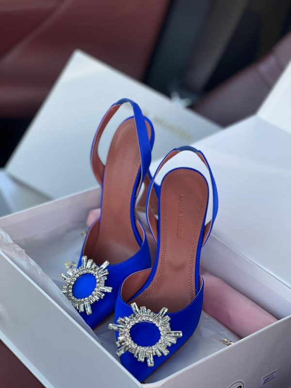 Amina Muaddi Begum Satin Slingback Heels - Image 2