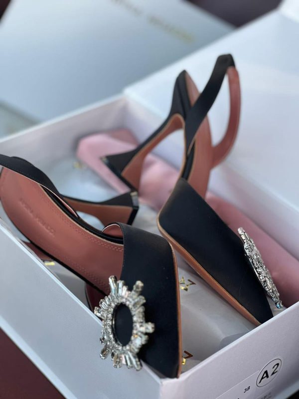 Amina Muaddi Begum Satin Slingback Heels - Image 3