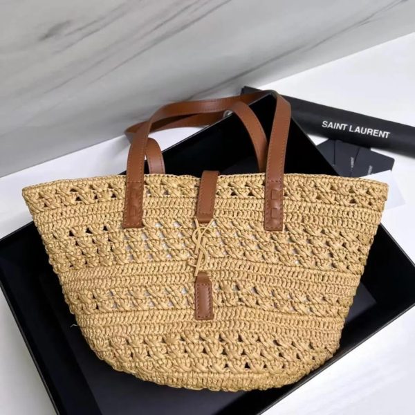 Medium Basket Raffia Tote - Image 3