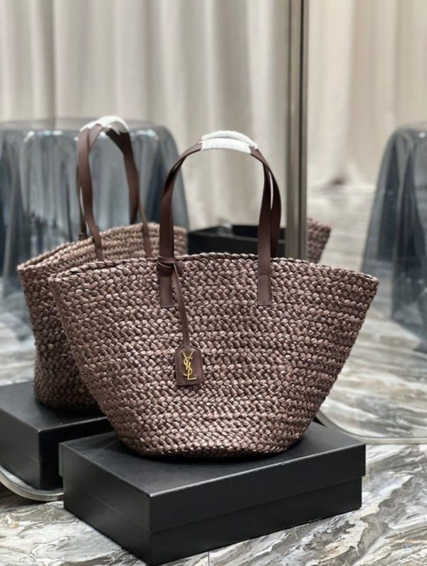 Medium Basket Raffia Tote - Image 4