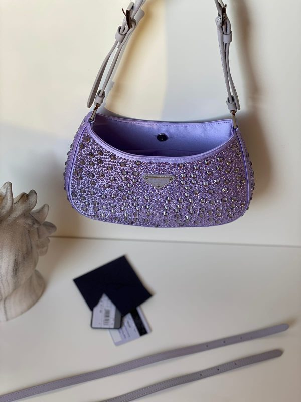 Prada Cleo Satin Bag With Crystals - Image 3