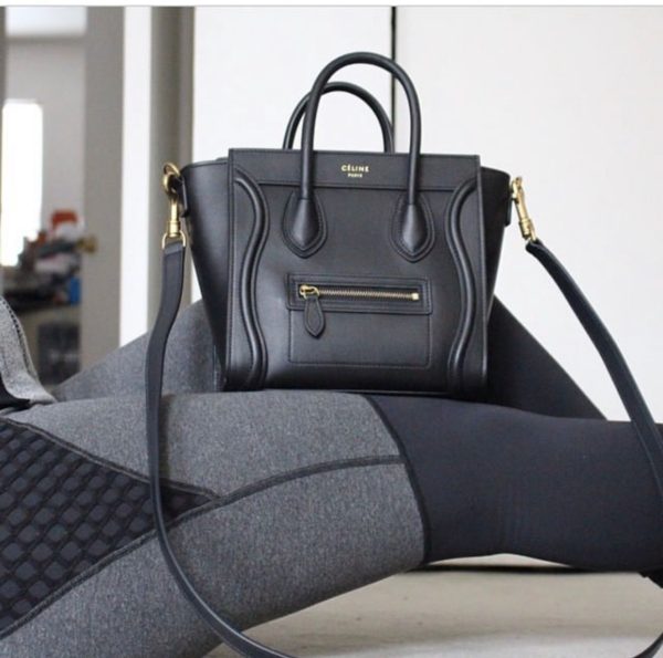 Micro Luggage Handbag In Drummed Calfskin Black