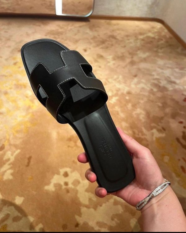 Hermes Black Slipper