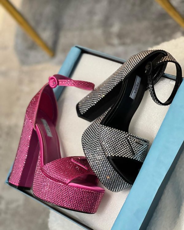 Prada Crystal-studded Platform Sandals