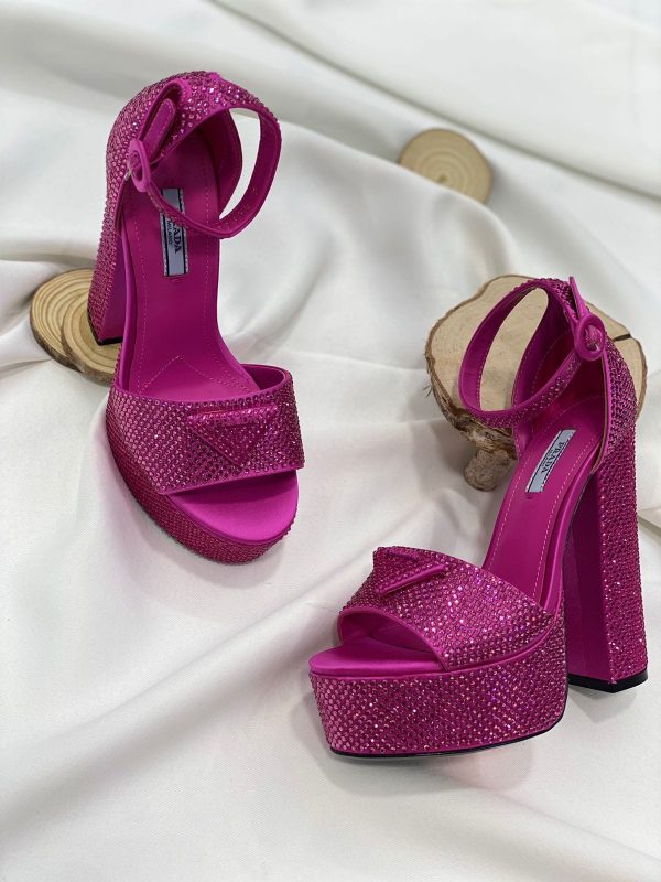 Prada Crystal-studded Platform Sandals - Image 3