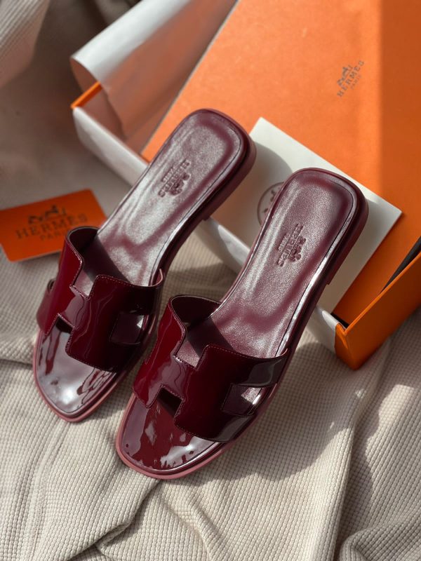Hermes Oran Patent Leather Sandals