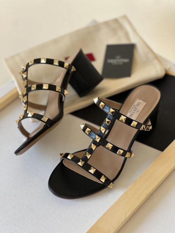 Valentino Rockstud Raffia Slide Sandal - Image 2