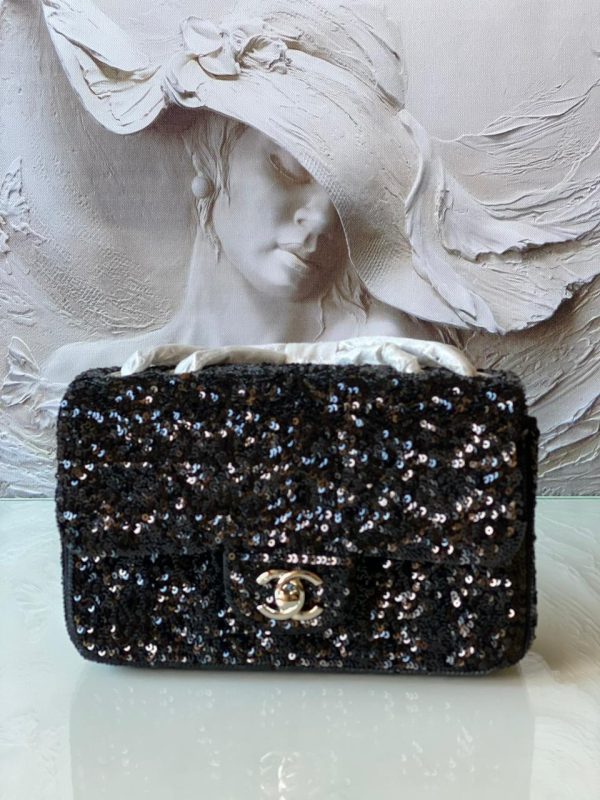 Chanel Tweed Mini Flap Bag With Sequins