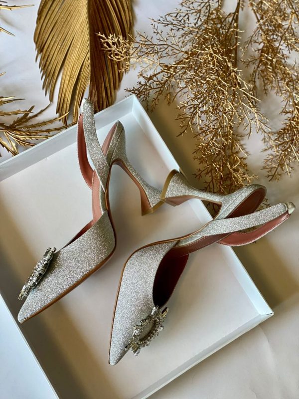 Amina Muaddi Begum Glitter Heels - Image 3