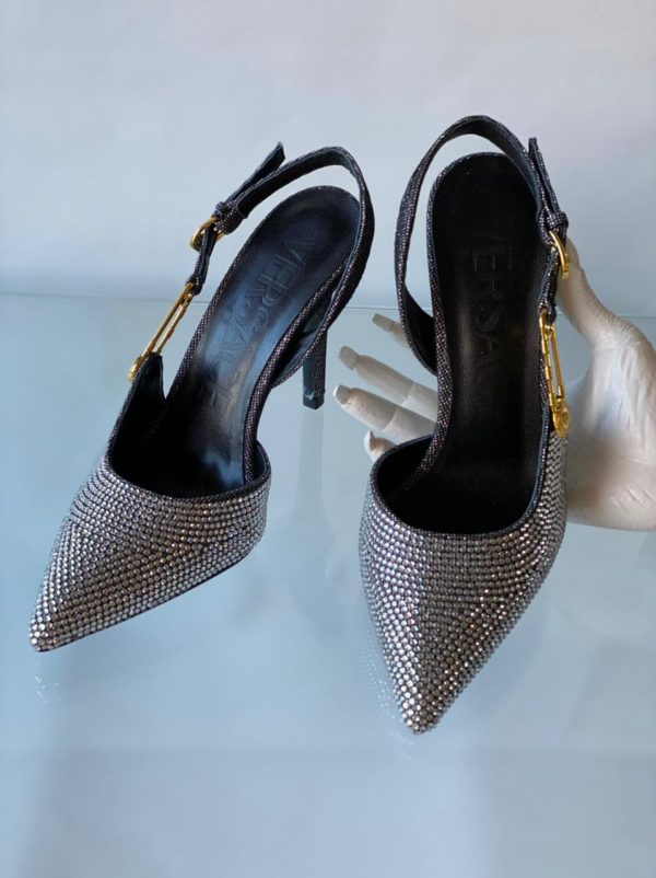 Versace Crystal Printed Slingback Pumps - Image 4
