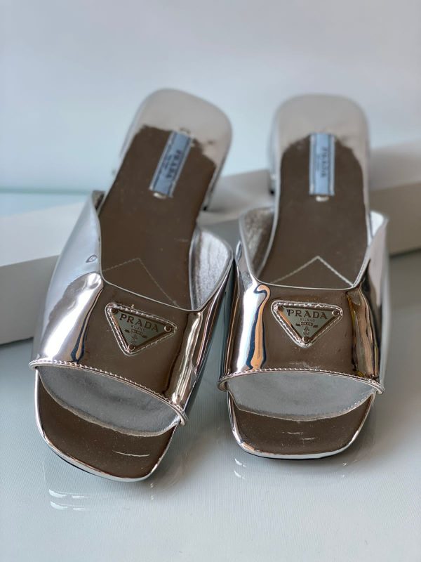 Prada Silver  and Gold Slippers - Image 2