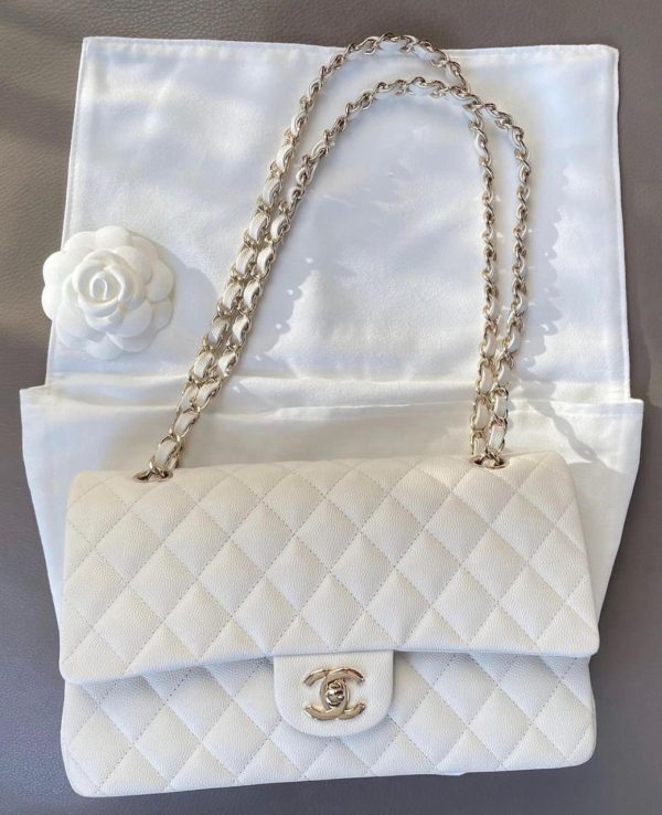 Chanel Classic Double Flap Bag In White