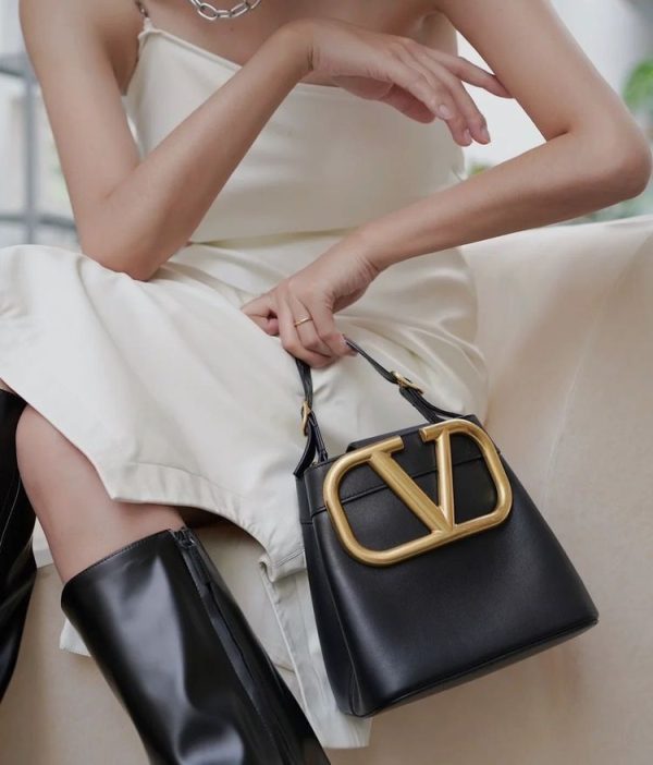 Valentino Supervee Leather Top Handle Bag