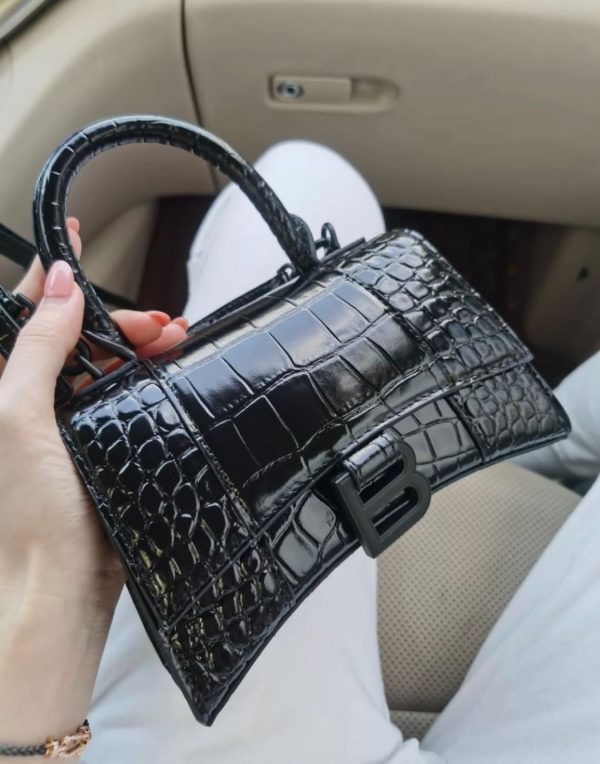 Balenciaga Hourglass Xs Crocodile Leather Bag