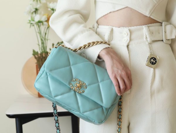 Chanel Pale Blue Quilted Lambskin 19 Bag
