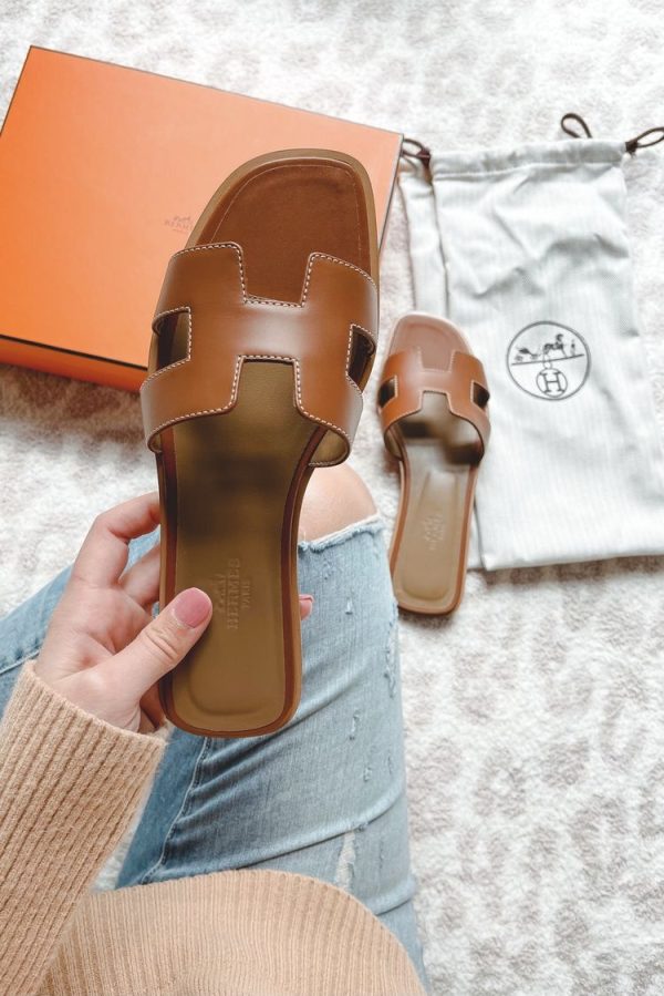 Hermes Oran Sandals Brown