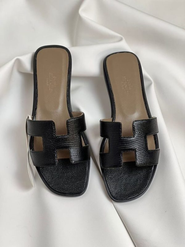 Hermes Oasis Ostrich Slippers - Image 2