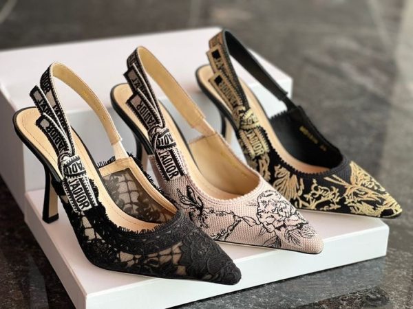 Dior J'A Lace & Leather Slingback Pump
