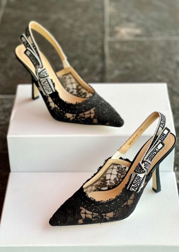 Dior J'A Lace & Leather Slingback Pump - Image 3