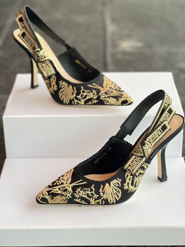 Dior J'A Lace & Leather Slingback Pump - Image 4