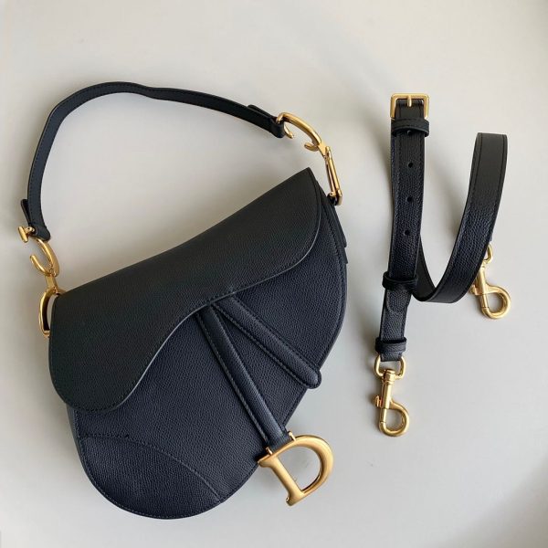 Dior Grained Calfskin Saddle Bag Black - Image 2