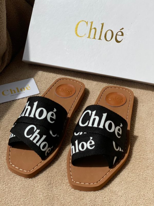 Chloe Woody Canvas Slides - Image 3