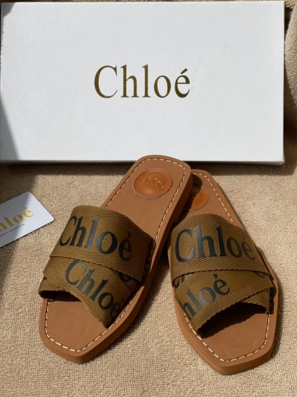Chloe Woody Canvas Slides - Image 4