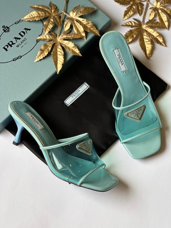 Prada Leather-trimmed PVC Mules - Image 3