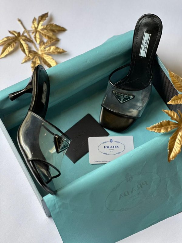 Prada Leather-trimmed PVC Mules - Image 4
