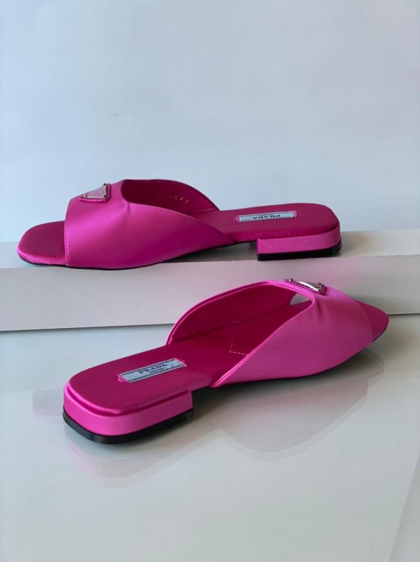 Prada Fuchsia Satin Slippers - Image 3