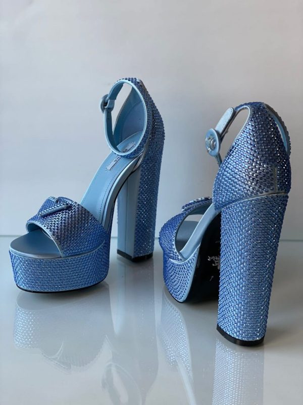 Prada Crystal Ankle Strap Platform Sandals - Image 6