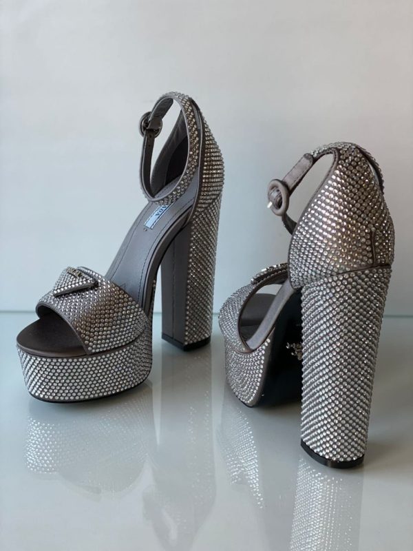 Prada Crystal Ankle Strap Platform Sandals - Image 4