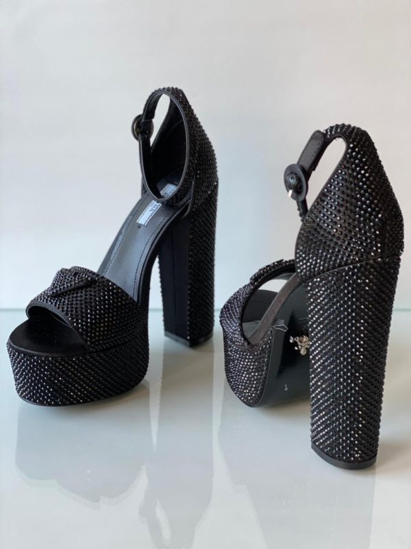 Prada Crystal Ankle Strap Platform Sandals - Image 5