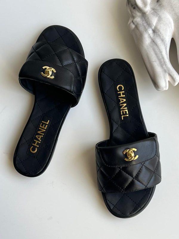 Chanel Rev Turnlock Quilted Gold Slide