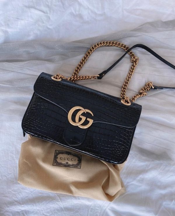 GG Marmont Crocodile Shoulder Bag