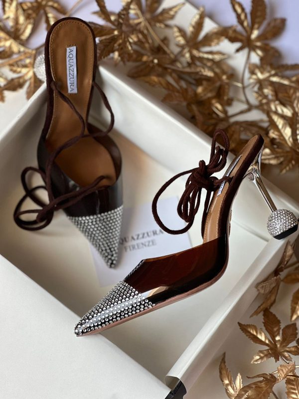 Aquazzura Ladies Pewter Nights 95 Pointed Heels - Image 3