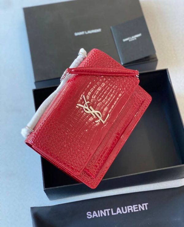 Ysl Sunset Medium Crocodile Embossed Bag - Image 6